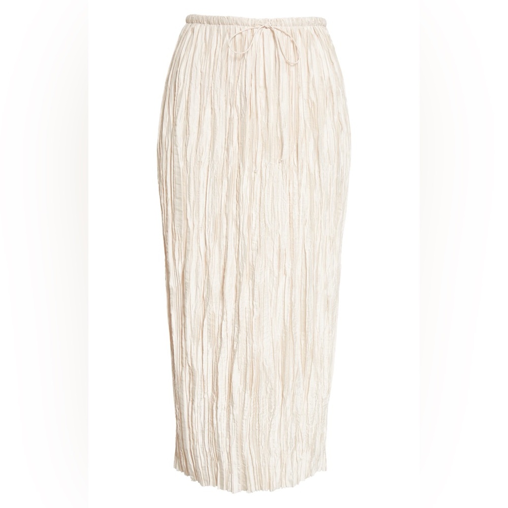 Ulla Johnson Dioni Plisse Satin Midi Skirt Cream size 4